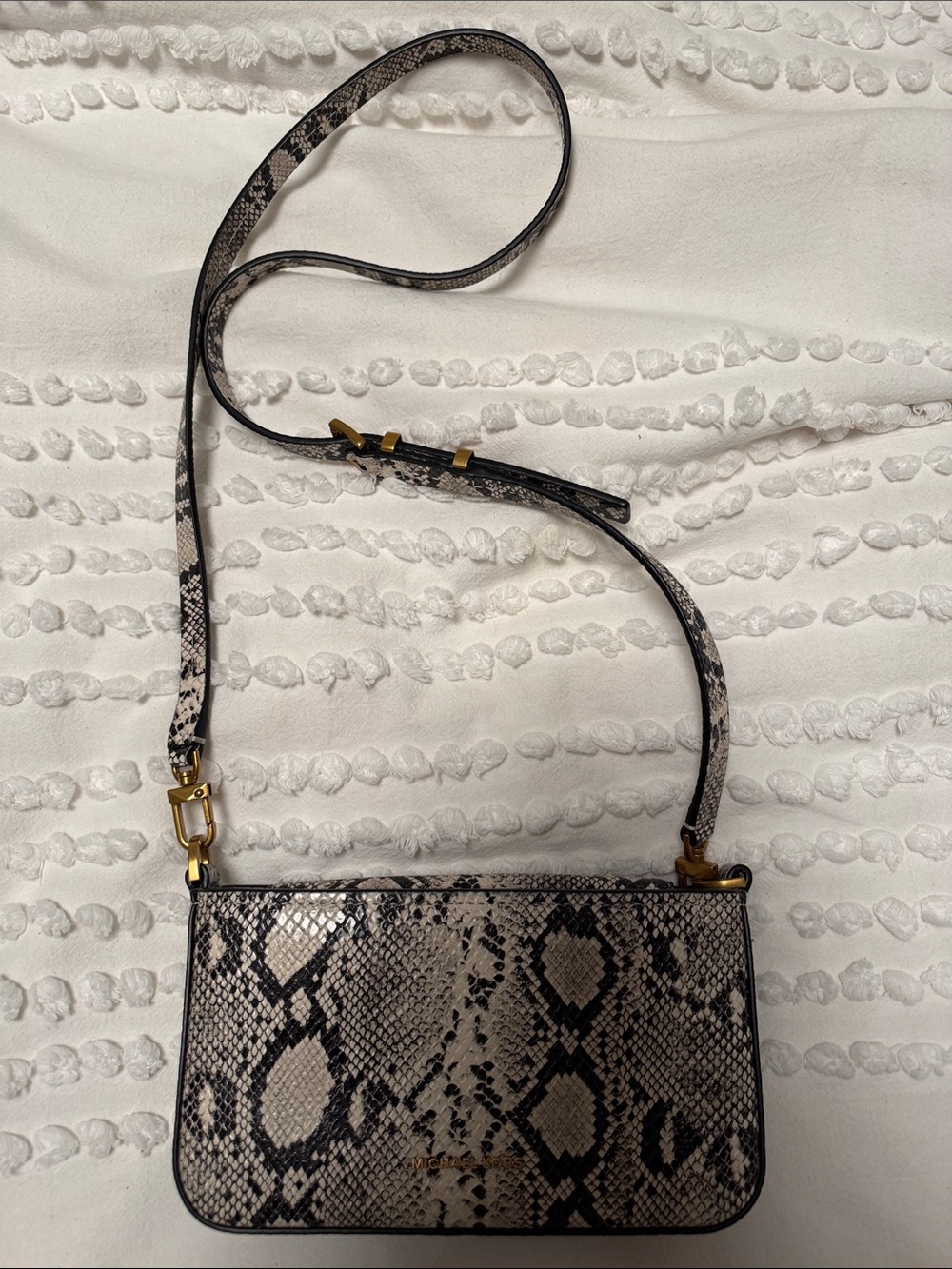 Michael Kors Snake-Print Crossbody Bag in Black & Cream